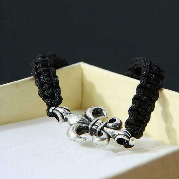 Fleur de Lis Shamballa Bracelets Brown Black Red Nola Mardi Gras French Flower - Picture 6 of 6